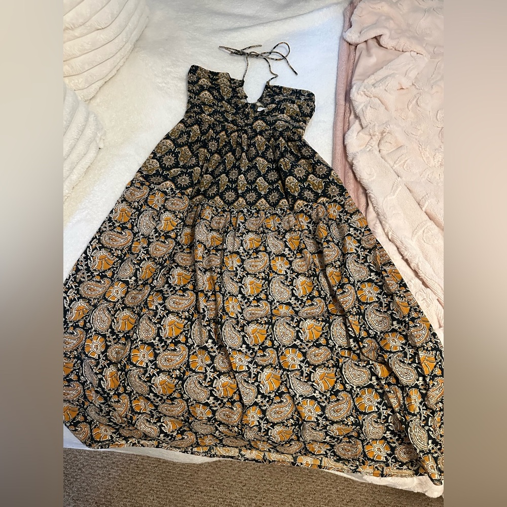 Anthro drA Bohemian Paisley Maxi Dress with pockets size XS nwot